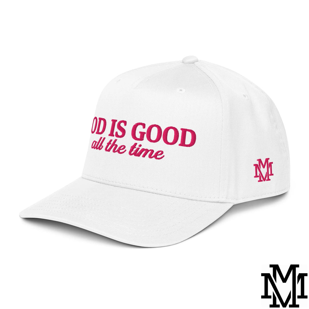 God is Good All The Time Embroidered Baseball Snapback Hat - White