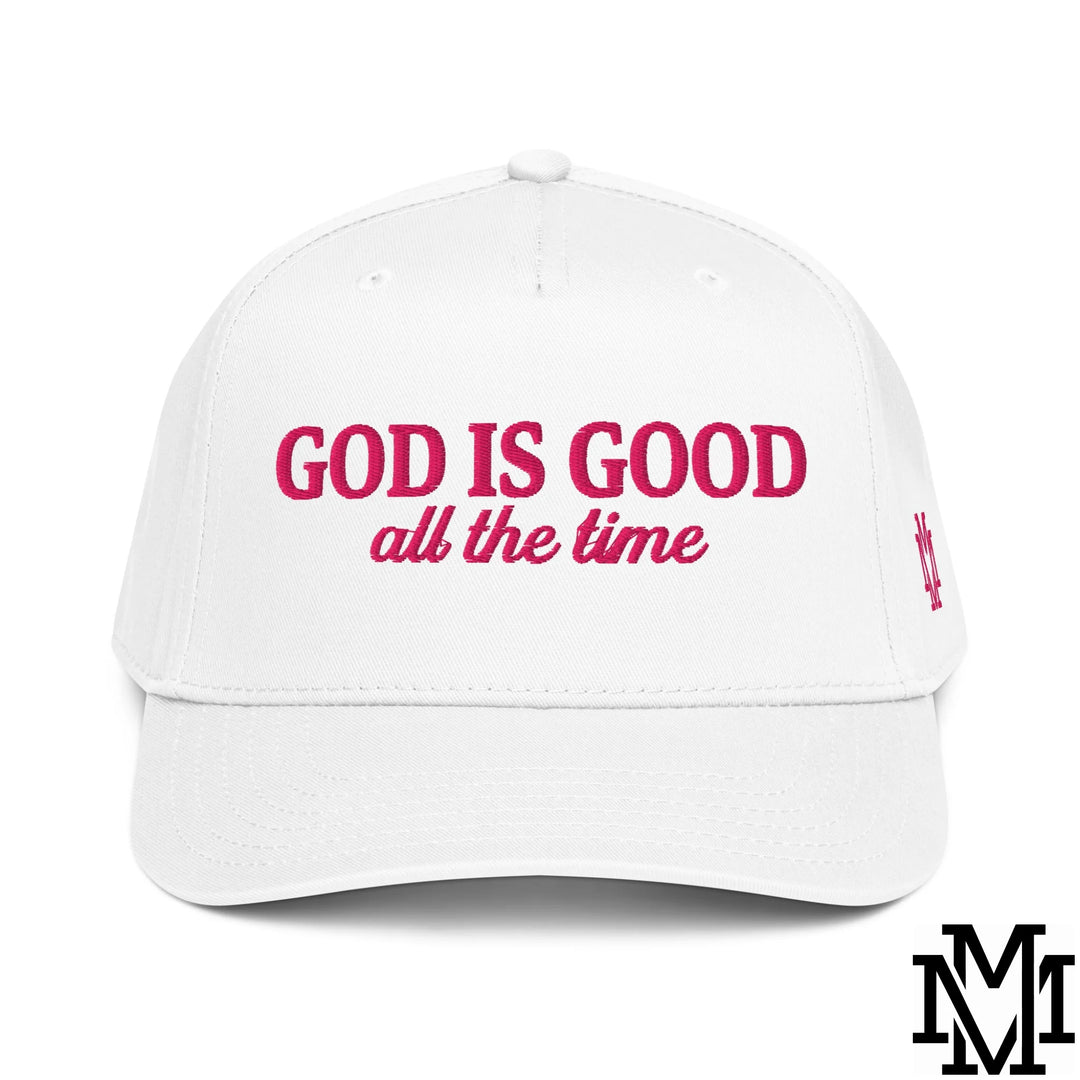 God is Good All The Time Embroidered Baseball Snapback Hat - White