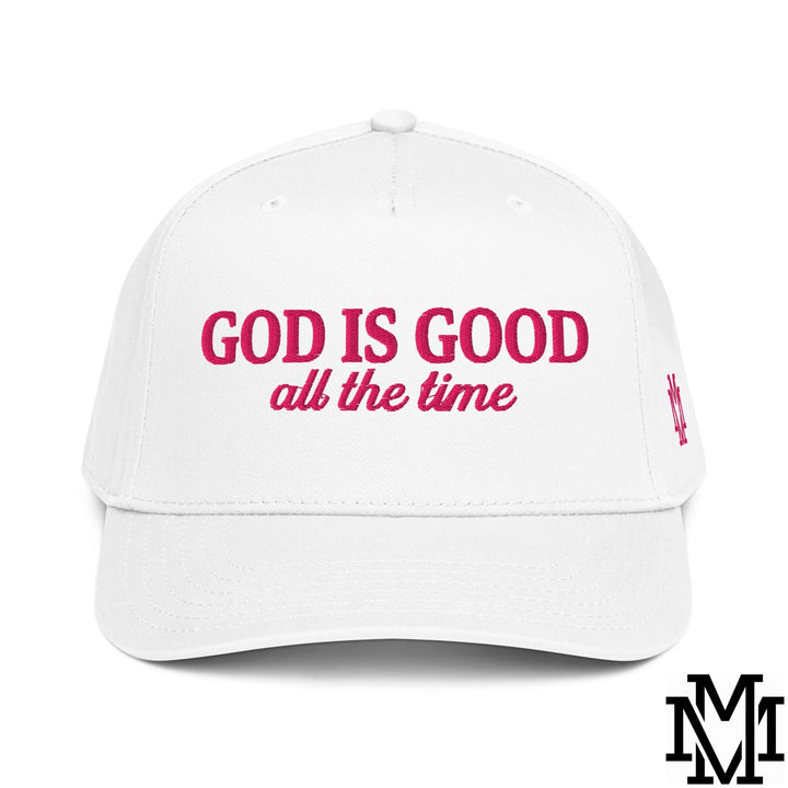 God is Good All The Time Embroidered Baseball Snapback Hat - White