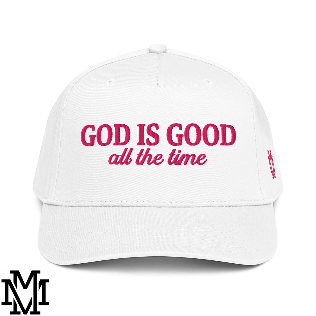 God is Good All The Time Embroidered Baseball Snapback Hat - White