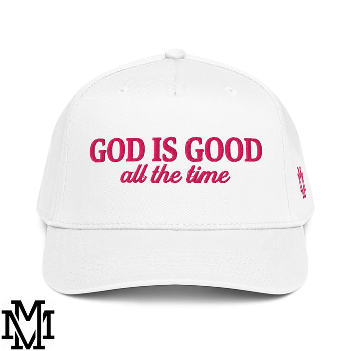 God is Good All The Time Embroidered Baseball Snapback Hat - White