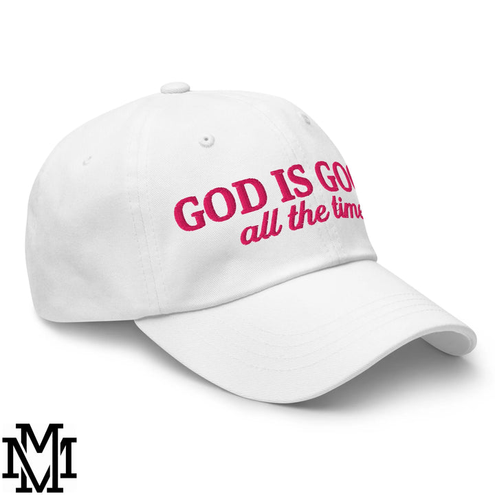 God is Good All The Time Embroidered Unstructured Dad Hat - White