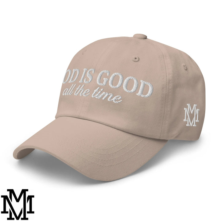 God is Good All The Time Embroidered Unstructured Dad Hat - Stone
