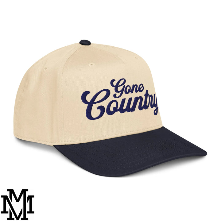 Gone Country Embroidered Baseball Snapback Hat - Navy Natural