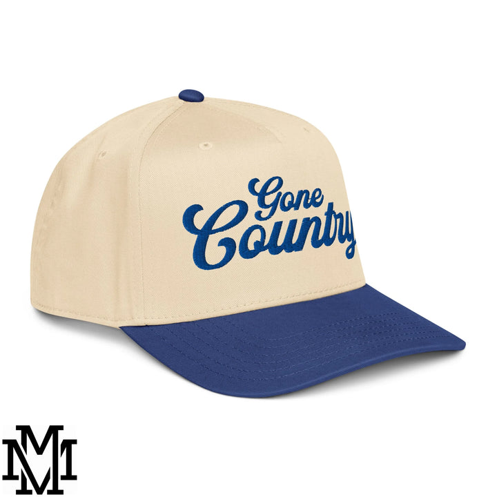 Gone Country Embroidered Baseball Snapback Hat - Royal Natural