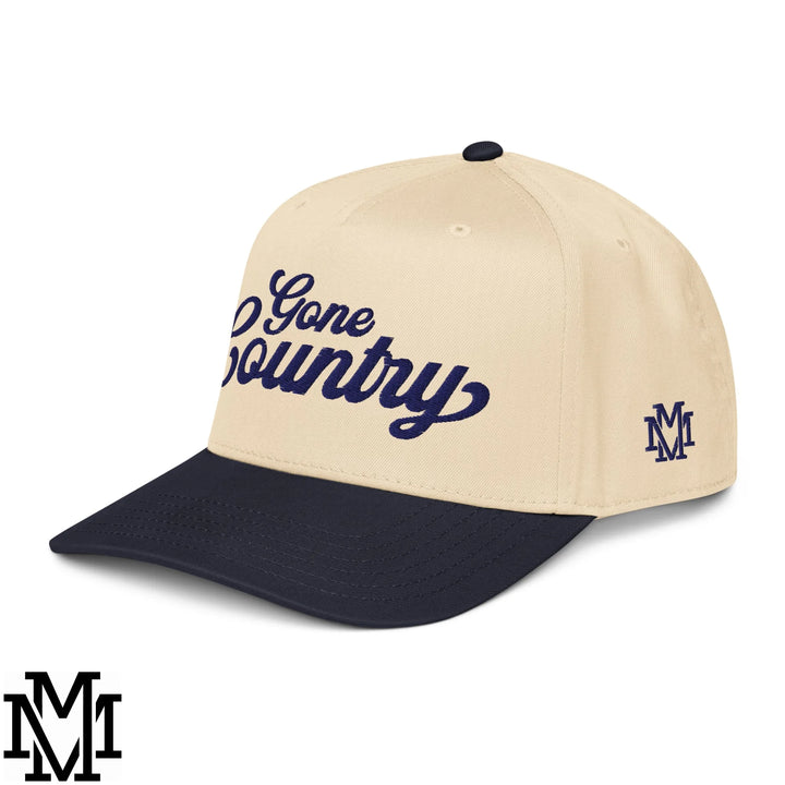 Gone Country Embroidered Baseball Snapback Hat - Navy Natural