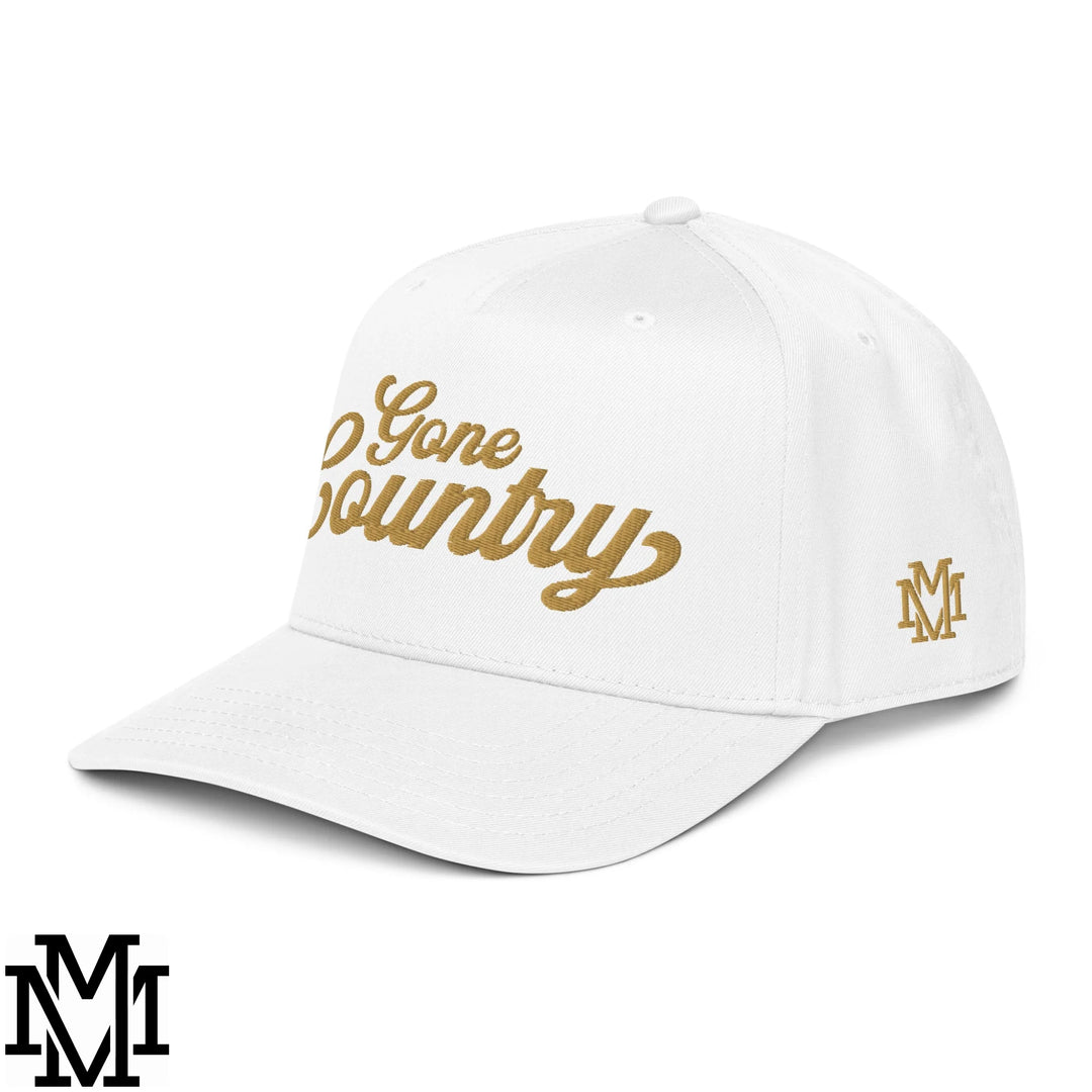 Gone Country Embroidered Baseball Snapback Hat - White