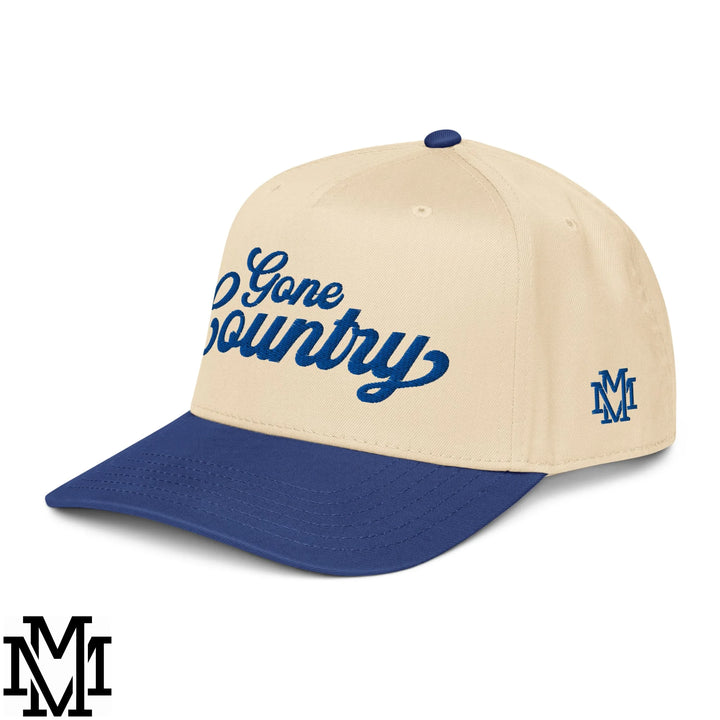 Gone Country Embroidered Baseball Snapback Hat - Royal Natural