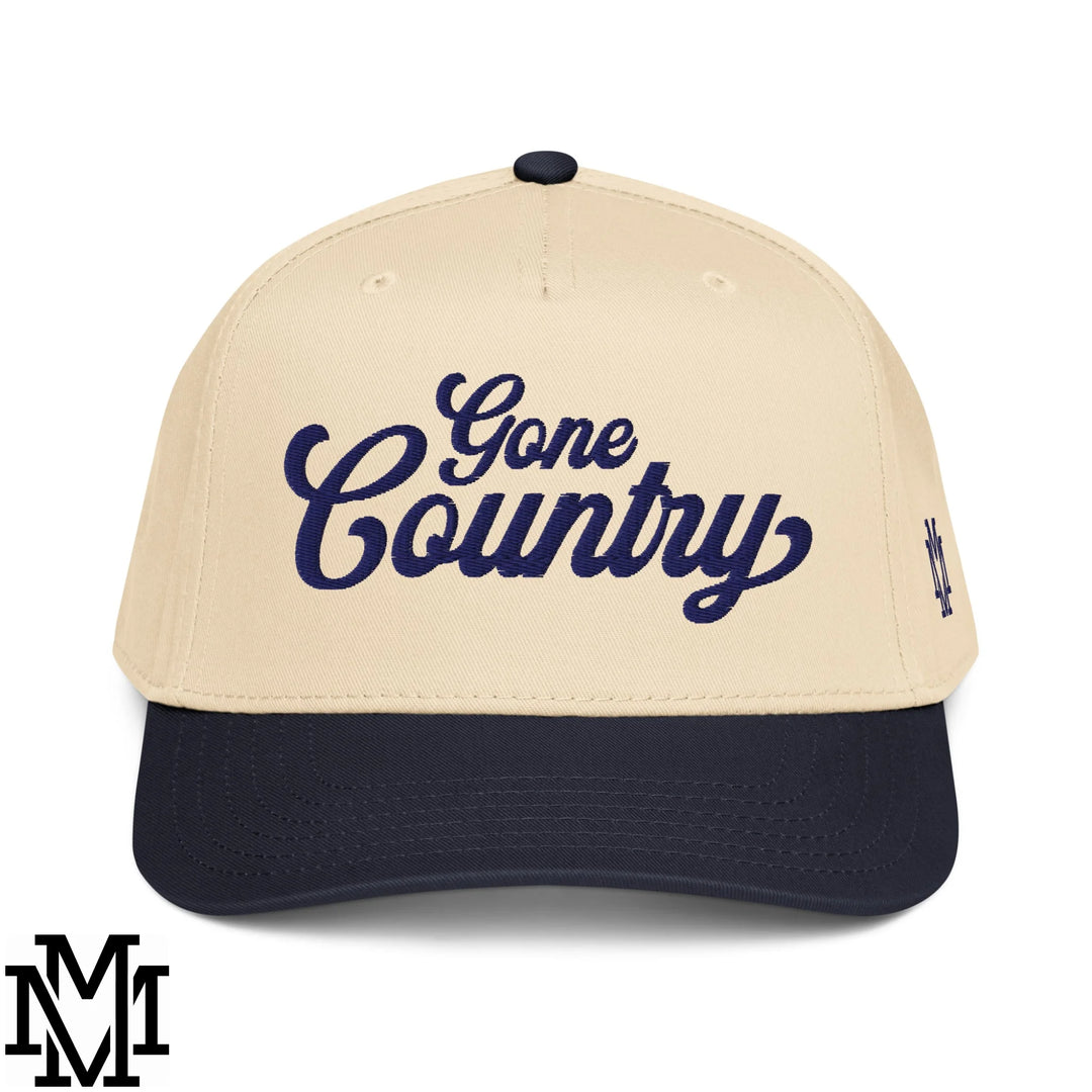 Gone Country Embroidered Baseball Snapback Hat - Navy Natural