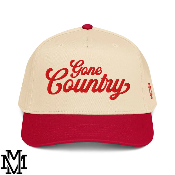 Gone Country Embroidered Baseball Snapback Hat - Red Natural
