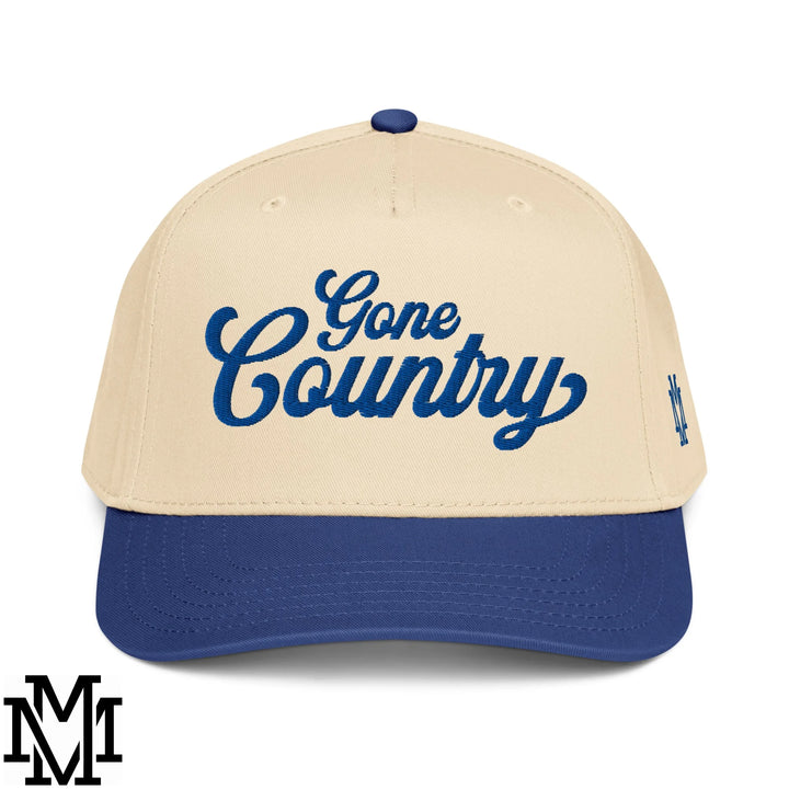 Gone Country Embroidered Baseball Snapback Hat - Royal Natural