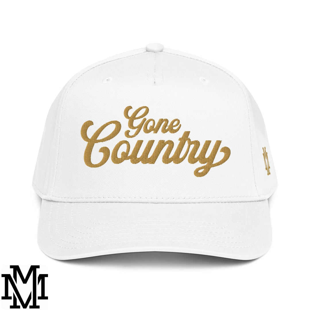Gone Country Embroidered Baseball Snapback Hat - White
