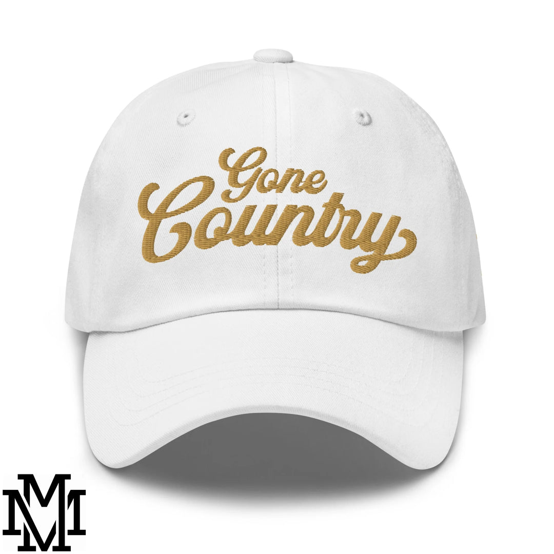 Gone Country Embroidered Unstructured Dad Hat - White