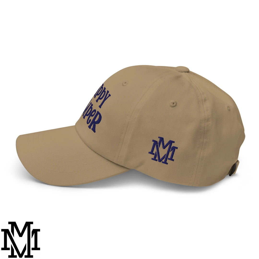 Happy Camper Embroidered Unstructured Dad Hat - Khaki