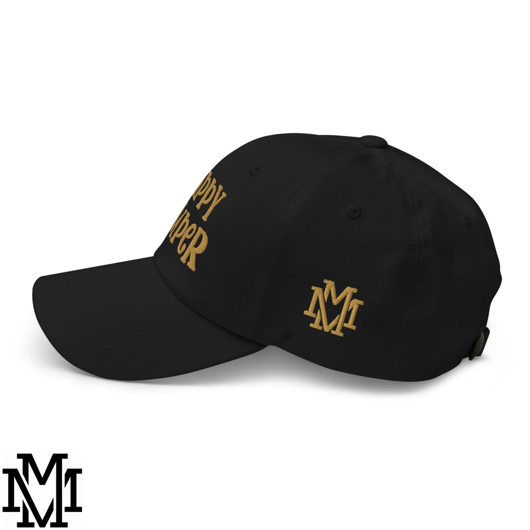 Happy Camper Embroidered Unstructured Dad Hat - Black