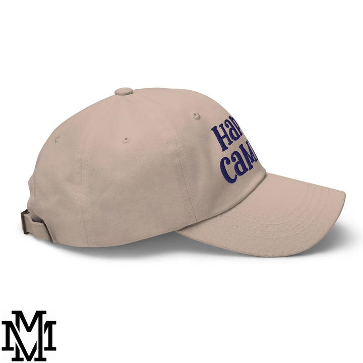 Happy Camper Embroidered Unstructured Dad Hat - Stone