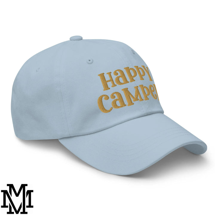 Happy Camper Embroidered Unstructured Dad Hat - Light Blue