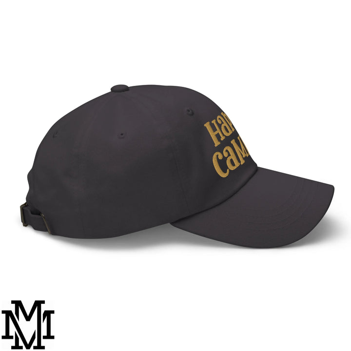 Happy Camper Embroidered Unstructured Dad Hat - Dark Grey