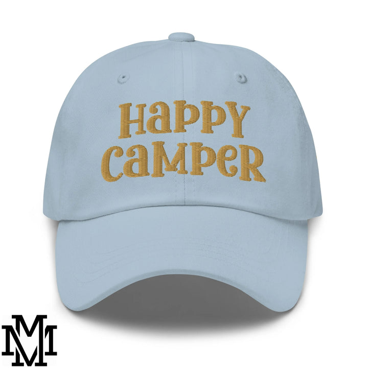 Happy Camper Embroidered Unstructured Dad Hat - Light Blue