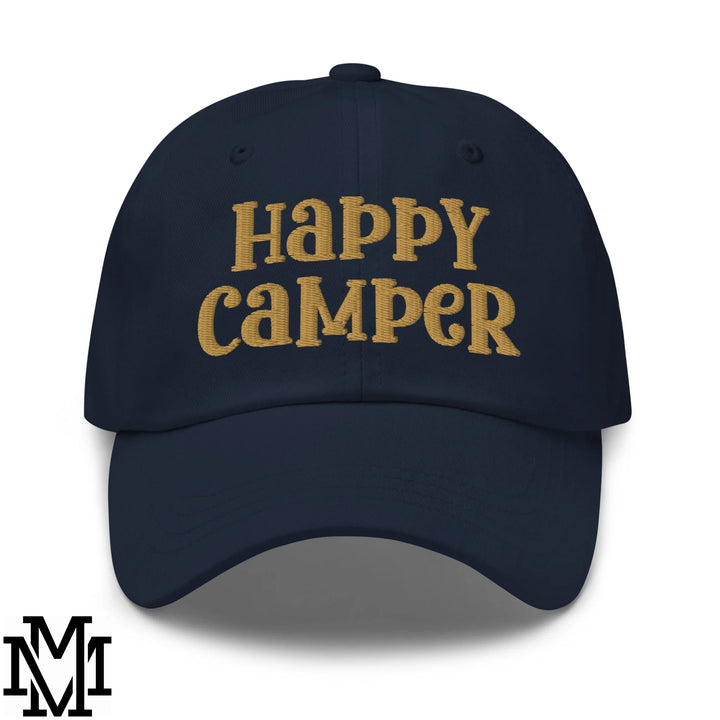 Happy Camper Embroidered Unstructured Dad Hat - Navy