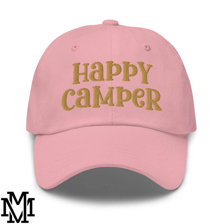 Happy Camper Embroidered Unstructured Dad Hat - Pink