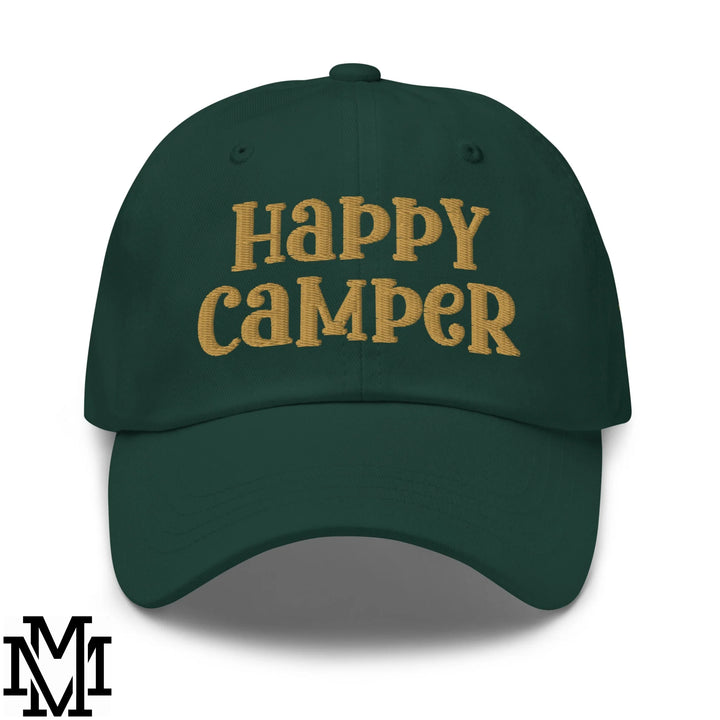 Happy Camper Embroidered Unstructured Dad Hat - Spruce