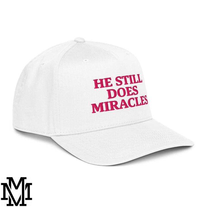 He Still Does Miracles Embroidered Baseball Snapback Hat - White