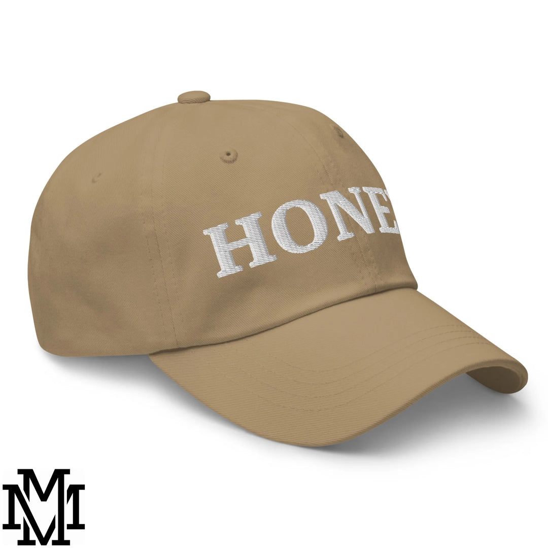 Honey Embroidered Unstructured Dad Hat - Khaki