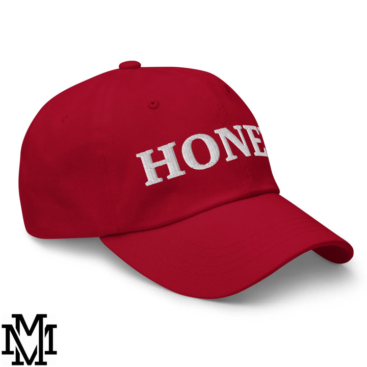 Honey Embroidered Unstructured Dad Hat - Cranberry