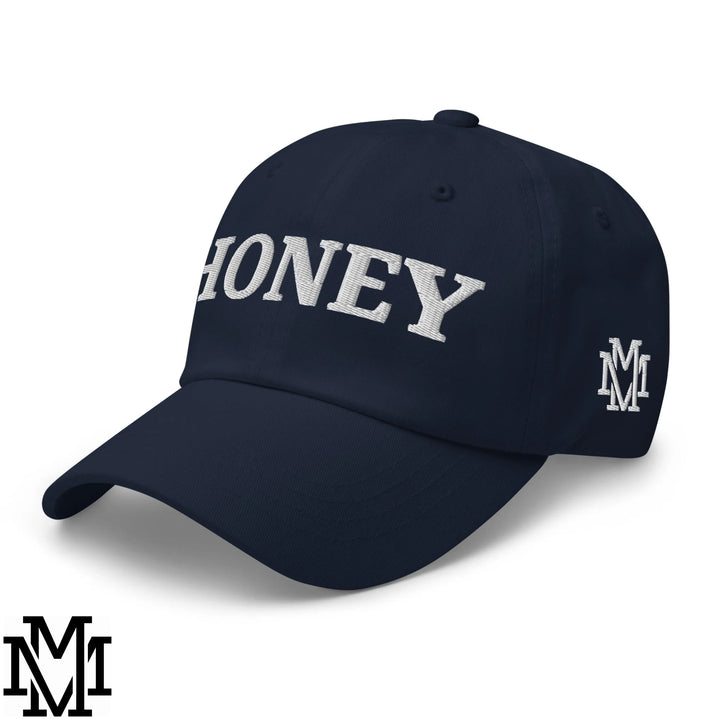 Honey Embroidered Unstructured Dad Hat - Navy