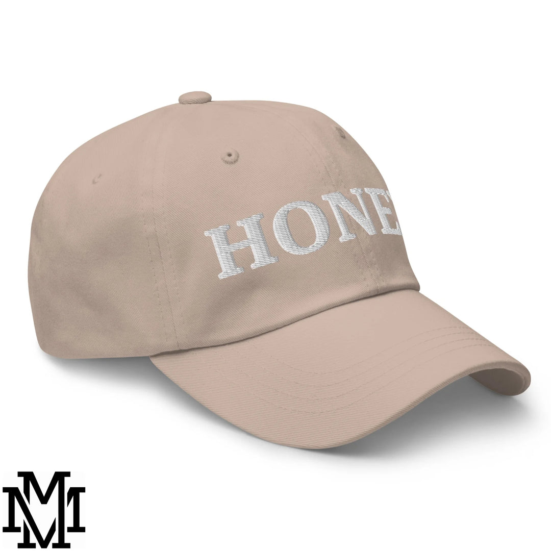 Honey Embroidered Unstructured Dad Hat - Stone
