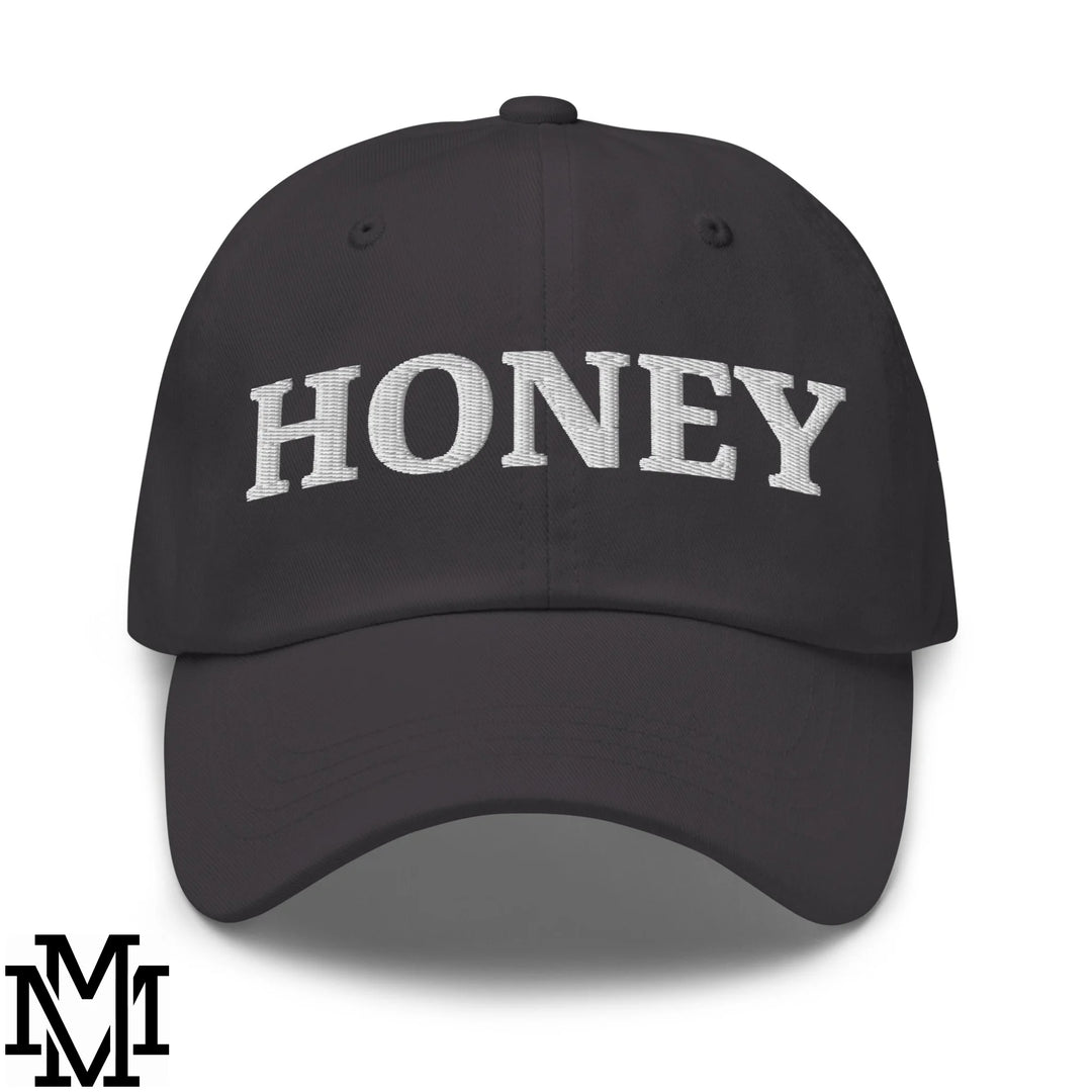 Honey Embroidered Unstructured Dad Hat - Dark Grey