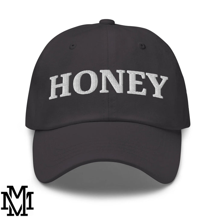 Honey Embroidered Unstructured Dad Hat - Dark Grey