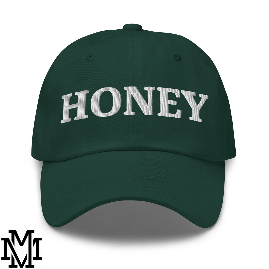 Honey Embroidered Unstructured Dad Hat - Spruce