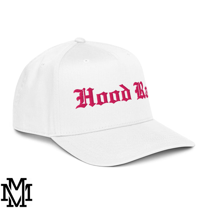Hood Rat Embroidered Baseball Snapback Hat - White
