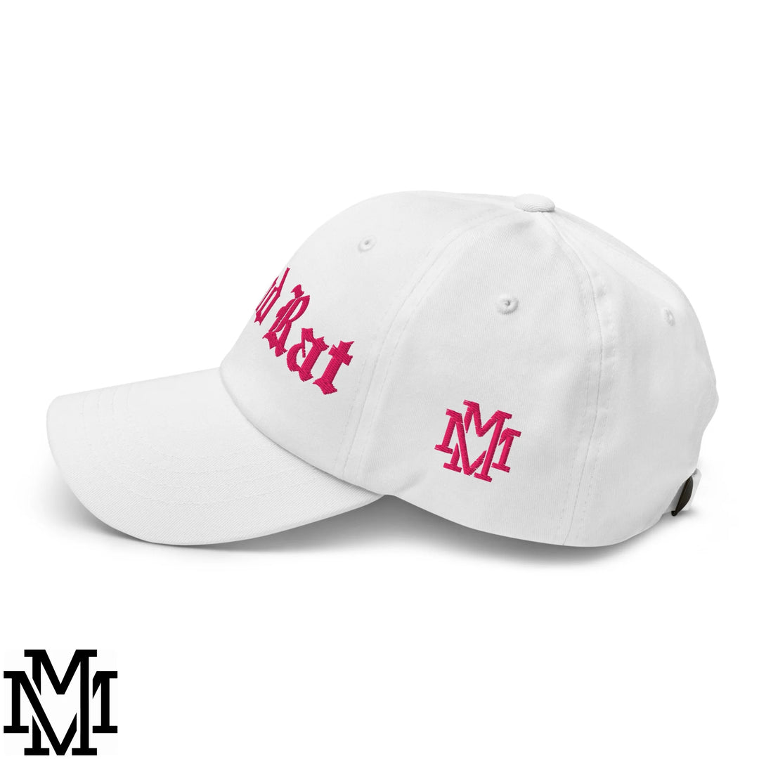 Hood Rat Embroidered Unstructured Dad Hat - White
