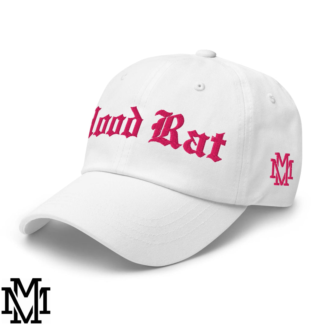 Hood Rat Embroidered Unstructured Dad Hat - White