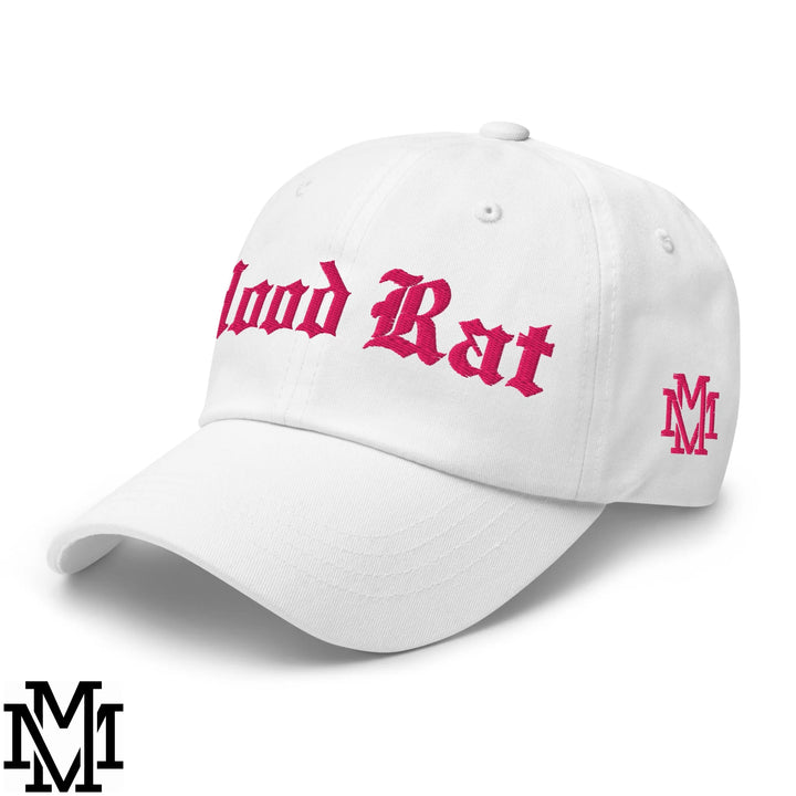 Hood Rat Embroidered Unstructured Dad Hat - White