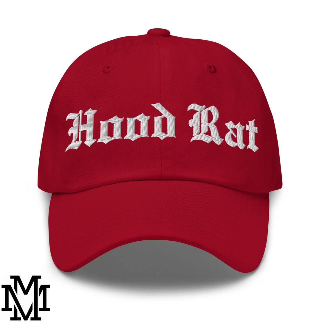 Hood Rat Embroidered Unstructured Dad Hat - Cranberry