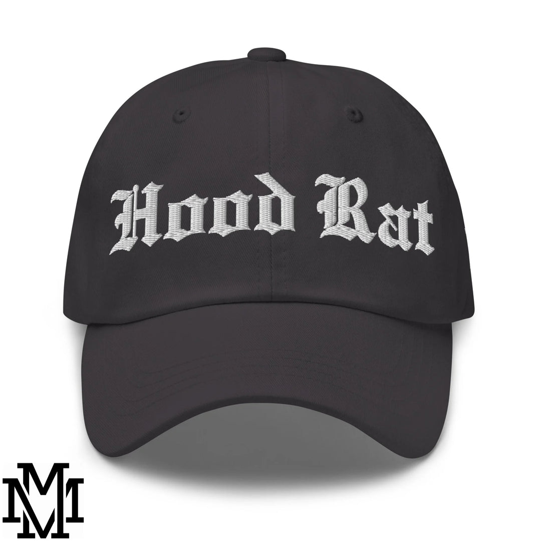 Hood Rat Embroidered Unstructured Dad Hat - Dark Grey
