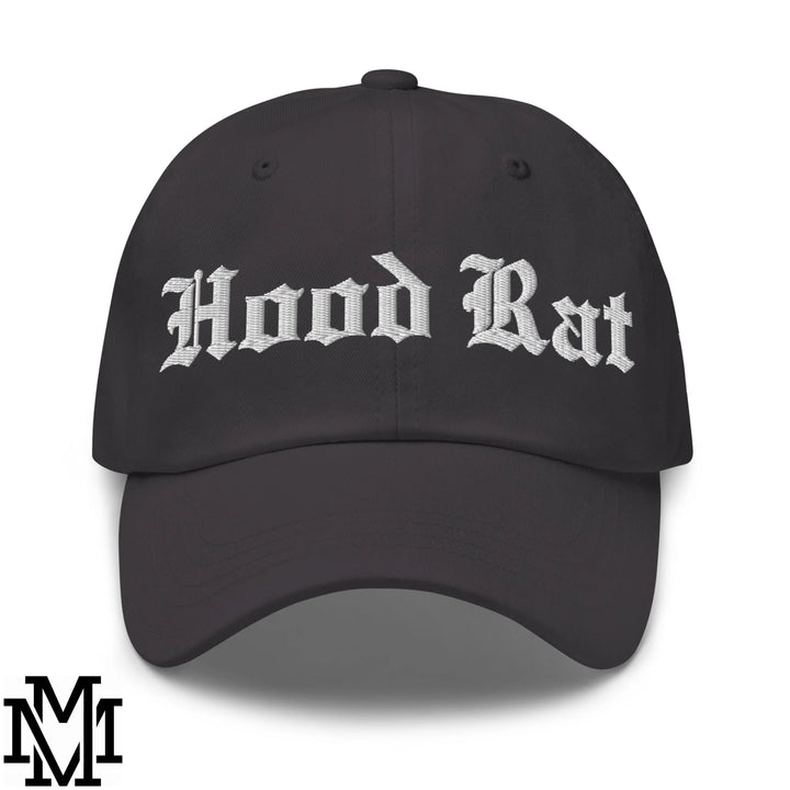 Hood Rat Embroidered Unstructured Dad Hat - Dark Grey