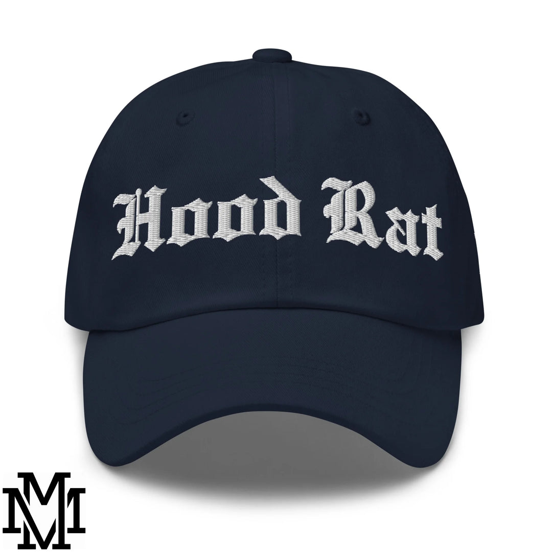 Hood Rat Embroidered Unstructured Dad Hat - Navy