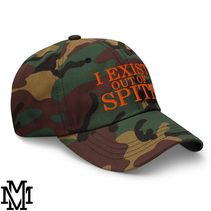 I Exist Out of Spite Embroidered Unstructured Dad Hat - Green Camo