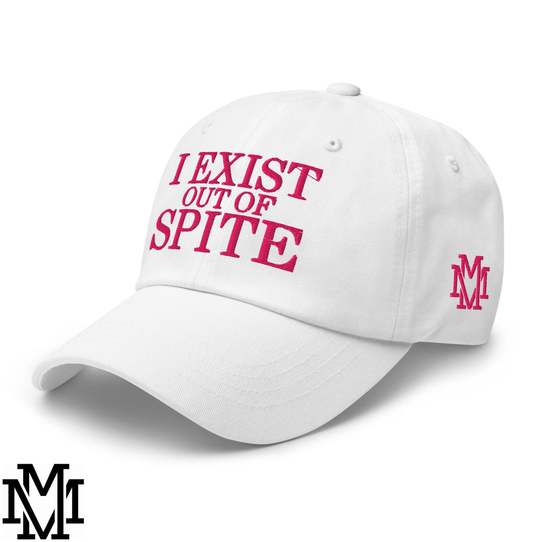 I Exist Out of Spite Embroidered Unstructured Dad Hat - White