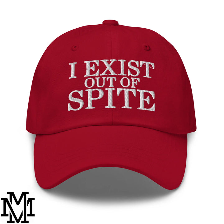 I Exist Out of Spite Embroidered Unstructured Dad Hat - Cranberry
