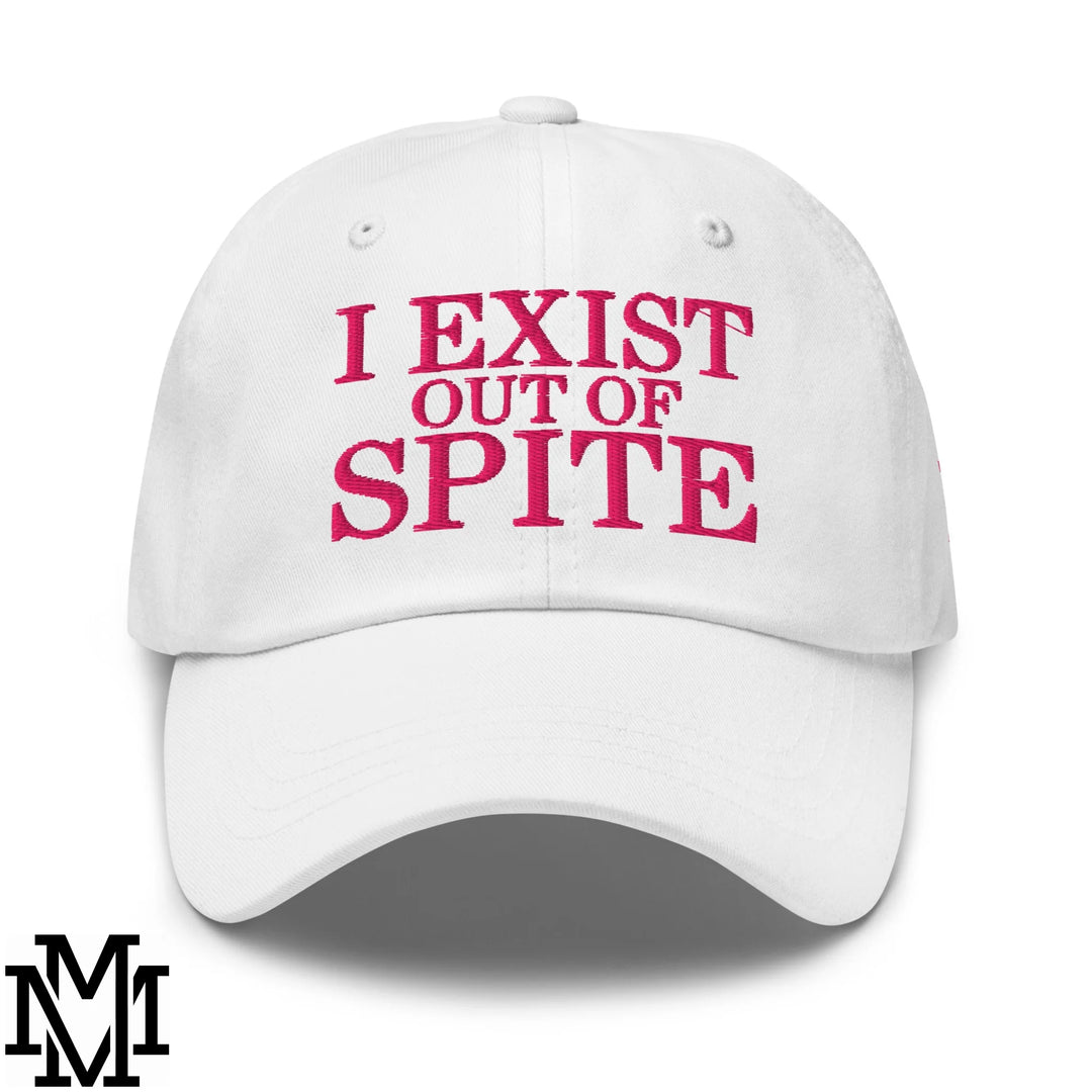 I Exist Out of Spite Embroidered Unstructured Dad Hat - White