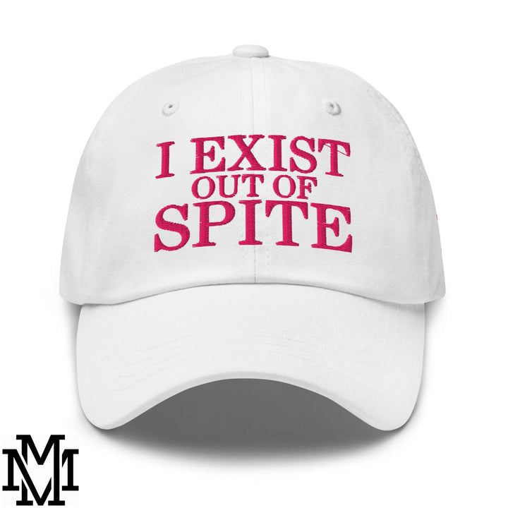 I Exist Out of Spite Embroidered Unstructured Dad Hat - White