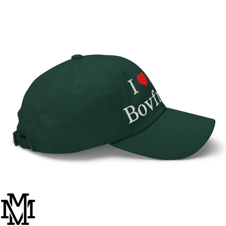 I Love My Boyfriend Heart Embroidered Unstructured Dad Hat - Spruce