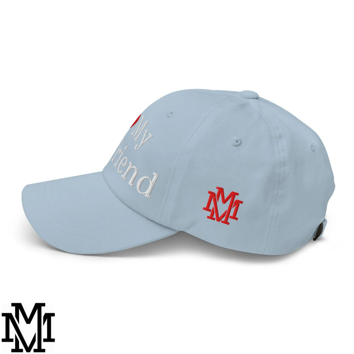 I Love My Boyfriend Heart Embroidered Unstructured Dad Hat - Light Blue
