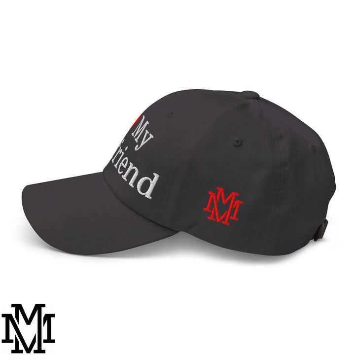 I Love My Boyfriend Heart Embroidered Unstructured Dad Hat - Dark Grey